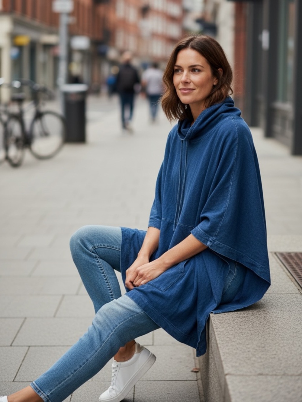 J. Jill Deep Indigo Cowlneck‎ Poncho Sweatshirt